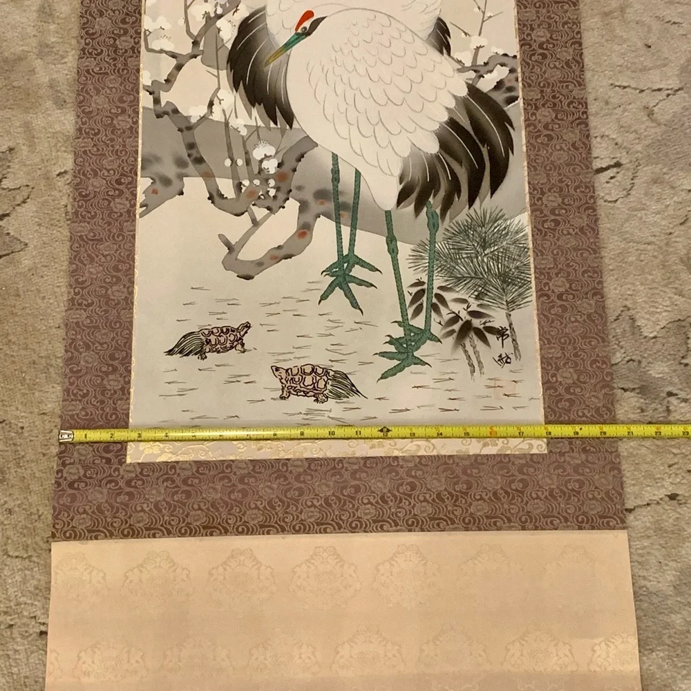 Japanese Hanging Scroll Crane Wall hanging Decoration